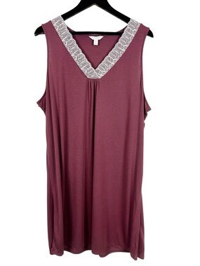 Charter Club Sleeveless Lace-Trim Nightgown Size XXL in Mauve Berry